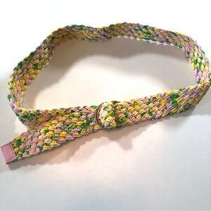 Lilly Pulitzer Braided Cotton Belt Pastel Pink Yellow Green Gold Logo OS